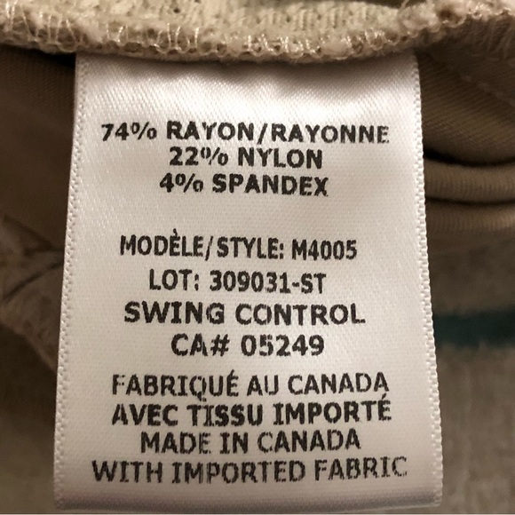 Swing Control Masters Ankle Pant Elasticized Waist W/Tummy Control Beige Size 12 - Picture 5 of 16